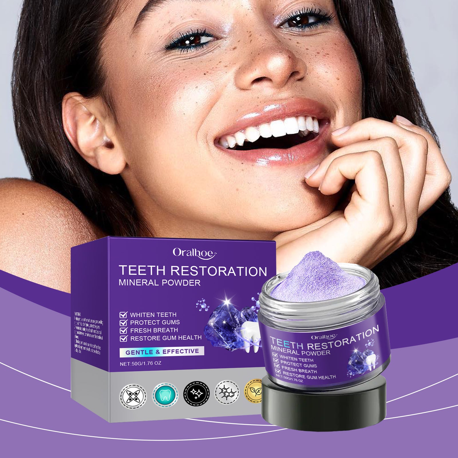 Polvo Blanqueador Dental Morado | WHITE NOVA